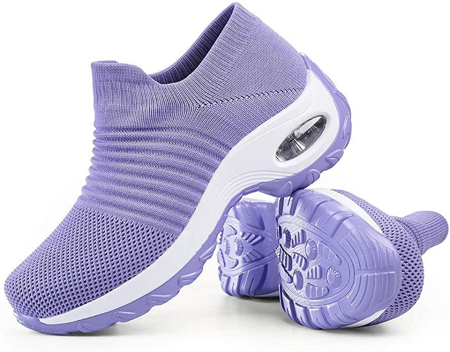 Overall view of Slow Man Women's Walking Shoes Sock Sneakers.  Image credit: Amazon