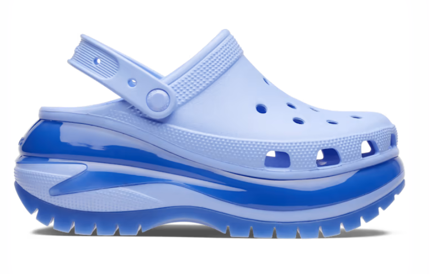 Side view of blue Croc's MEGA Crush Clog